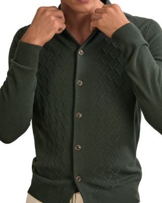 Reiss Gideon Long Sleeved Button Through Stitch Detail Cardigan