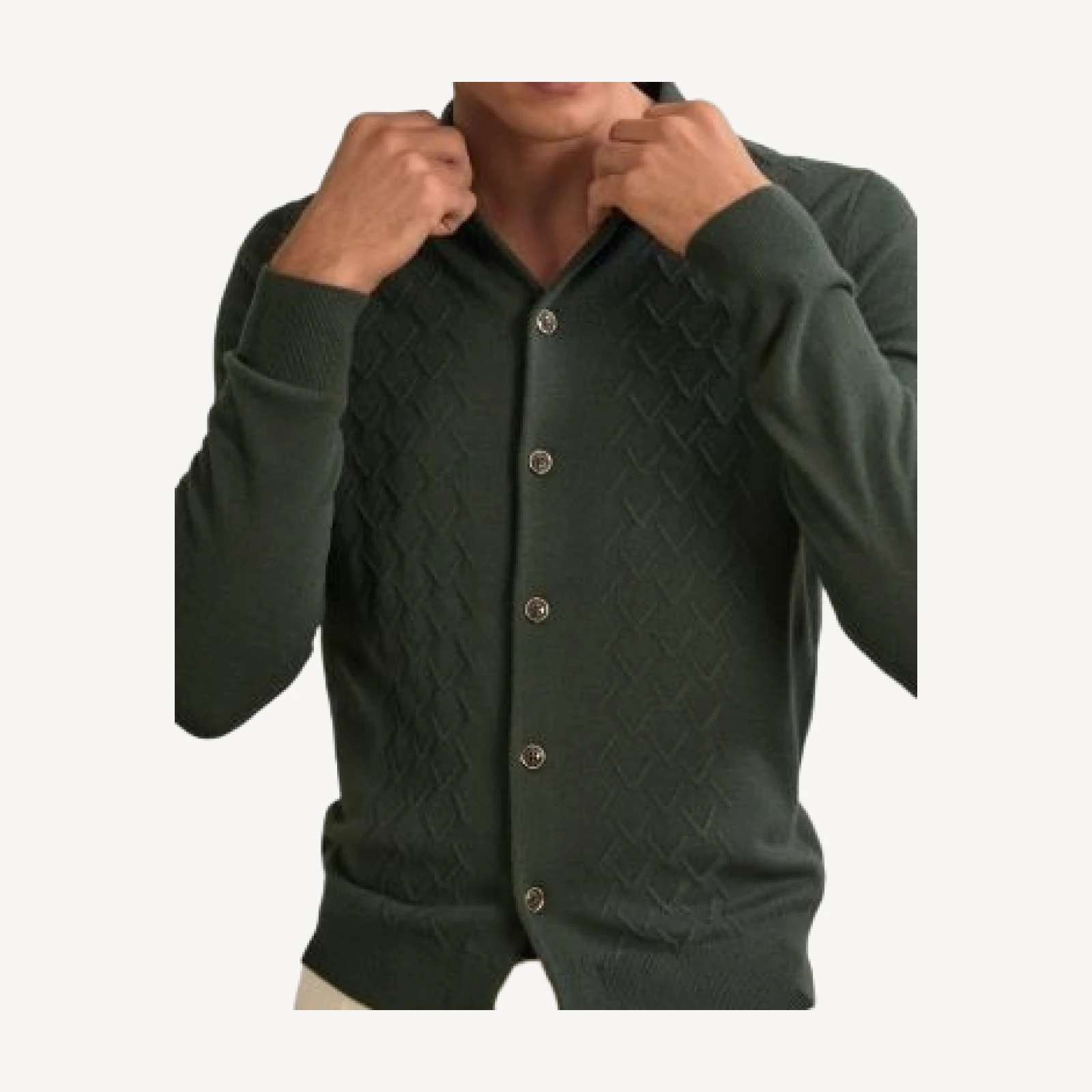 Reiss Gideon Long Sleeved Button Through Stitch Detail Cardigan