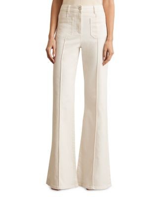 Reiss Sakura Flare Patch Pocket Jeans in Ecru