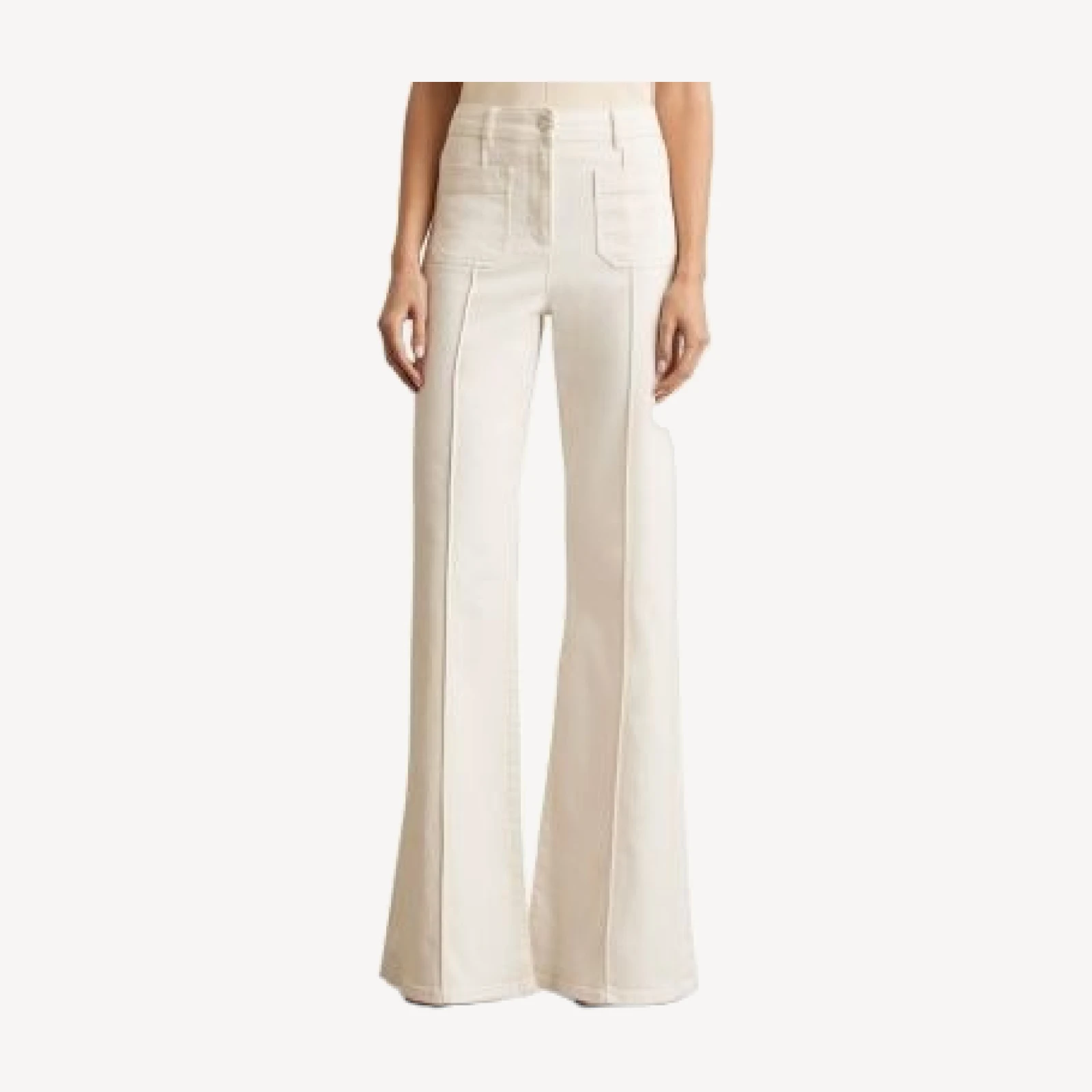 Reiss Sakura Flare Patch Pocket Jeans in Ecru