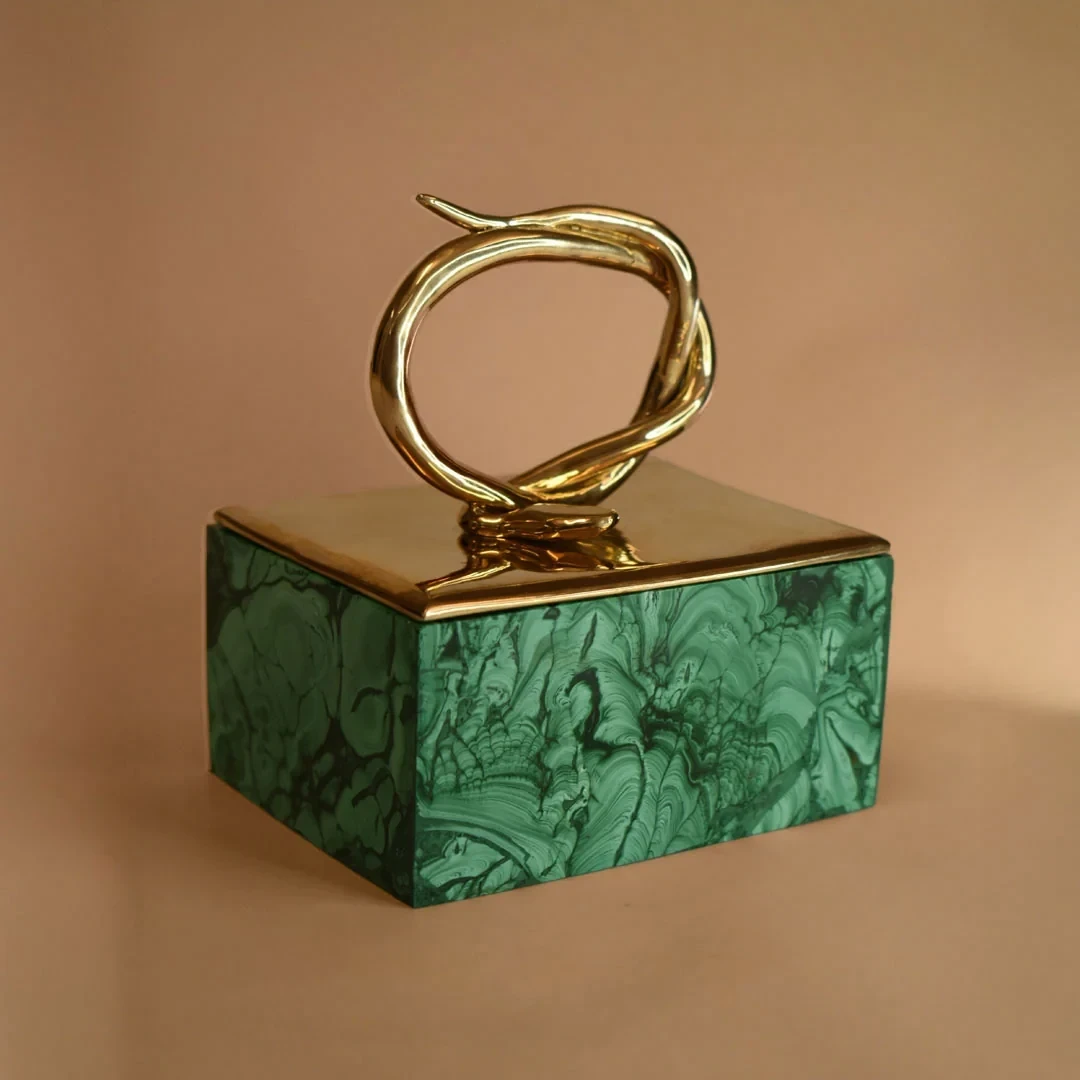 Snake Keepsake Box - Bronze, Aventurine & Malachite