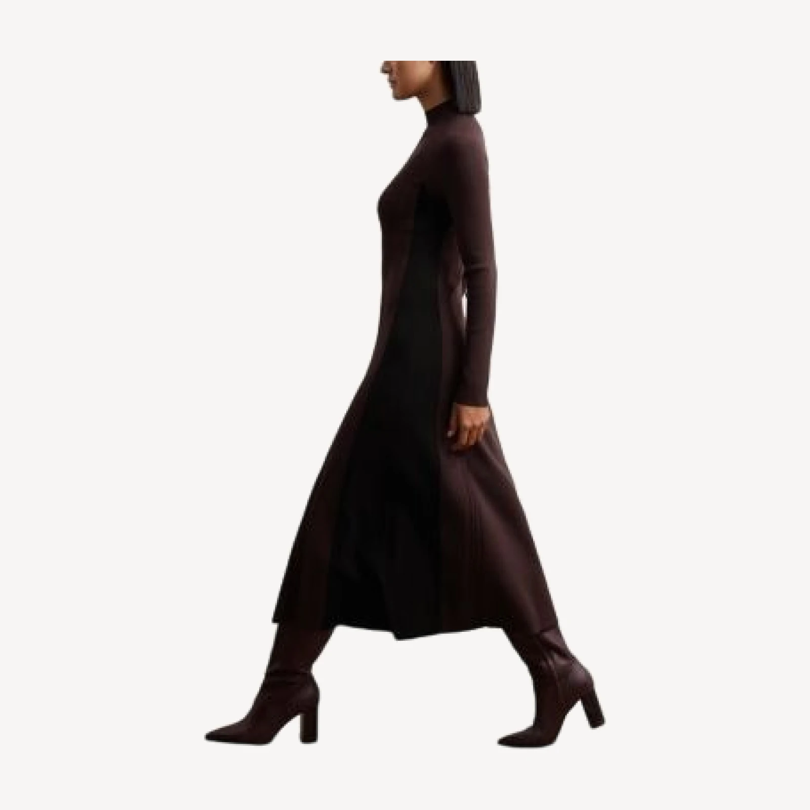 Reiss Zaya Knitted Contrast Panel Midi Dress