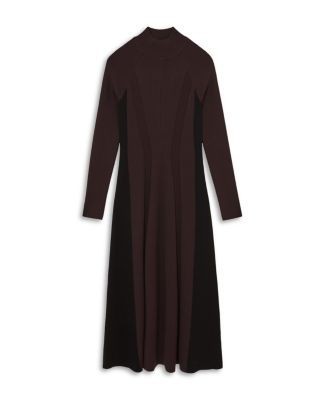 Reiss Zaya Knitted Contrast Panel Midi Dress