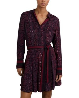 Reiss Aurora Snake Print Flippy Dress