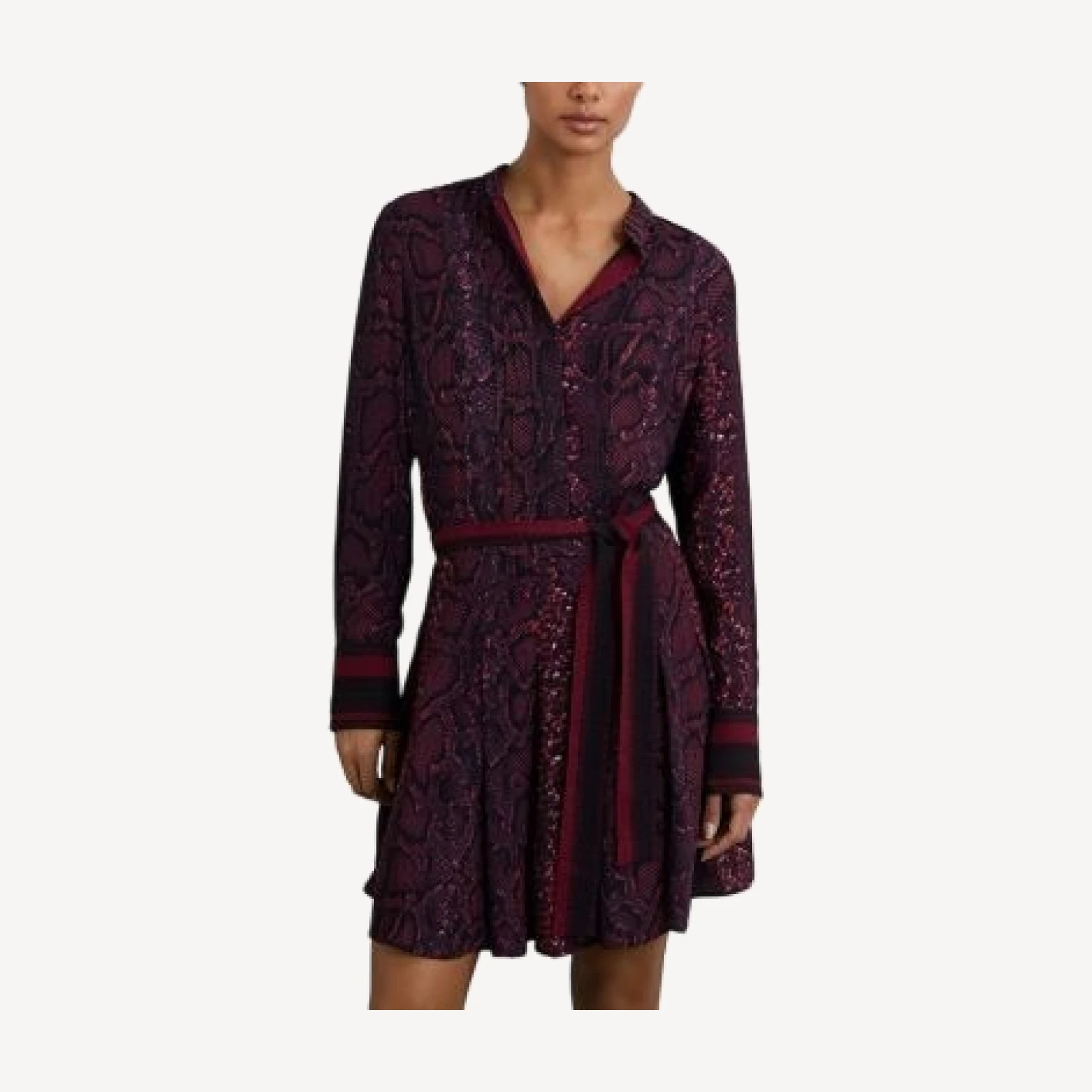Reiss Aurora Snake Print Flippy Dress