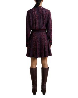 Reiss Aurora Snake Print Flippy Dress
