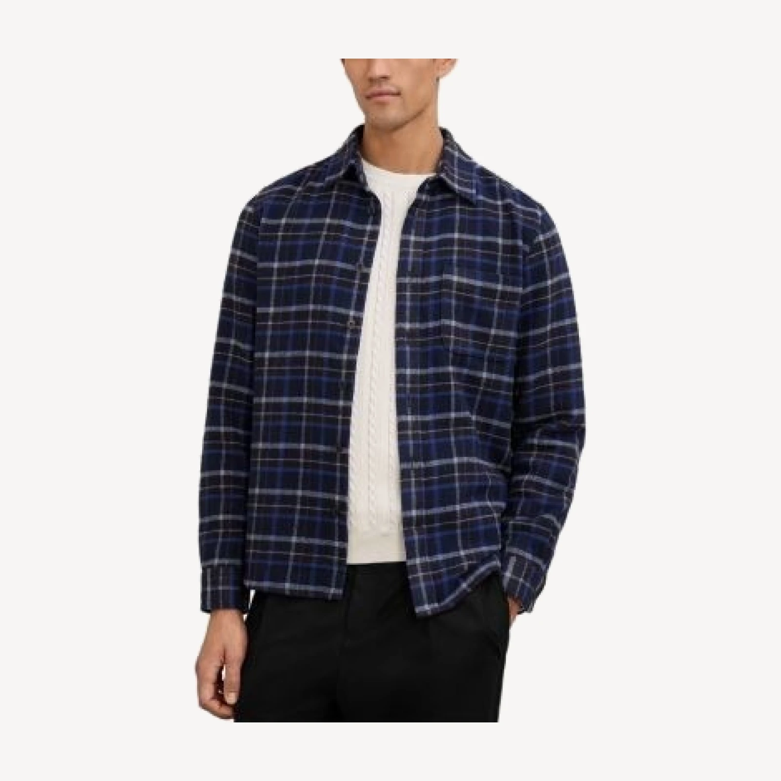 Reiss Sam Long Sleeved Patch Pocket Check Overshirt