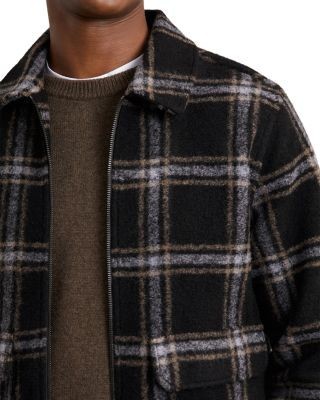 Reiss Varena Long Sleeved Zip Through Twin Pocket Check Overshirt