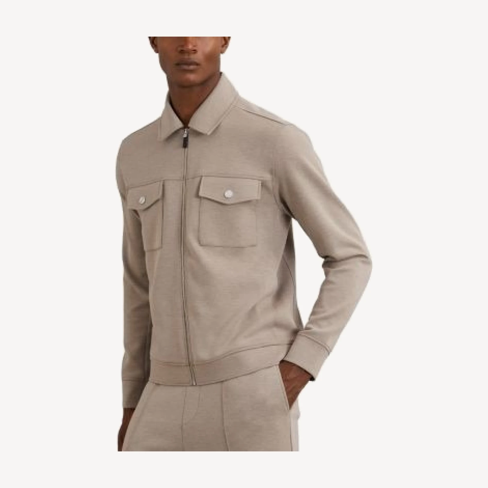 Reiss Medina Interlock Zip Through Overshirt