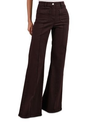 Reiss Sakura Flared Patch Pocket Jeans in Burgundy