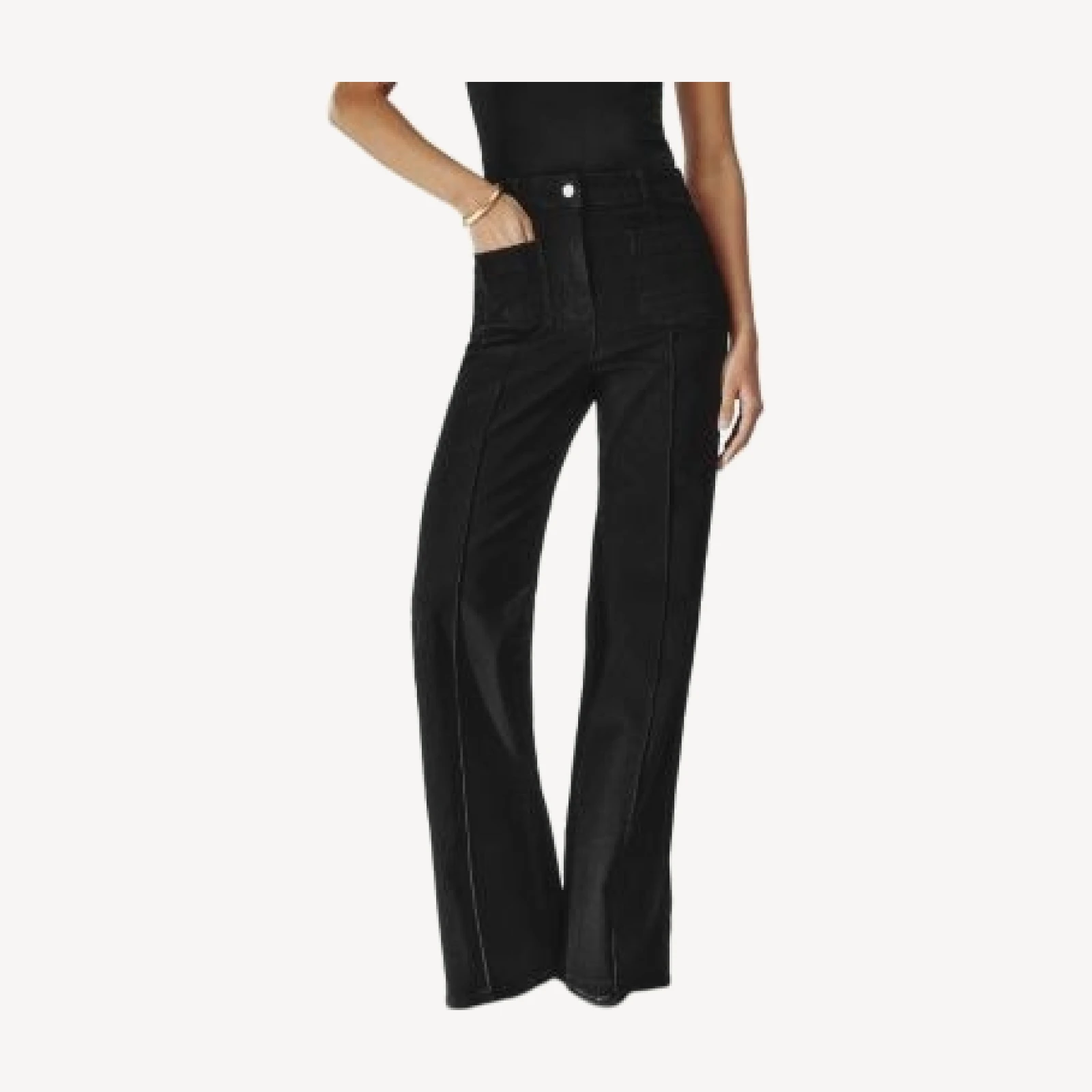 Reiss Sakura High Rise Flare Leg Jeans in Black