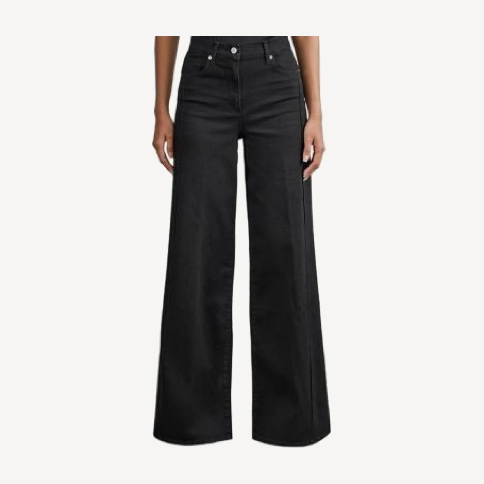 Reiss Heather High Rise Wide Leg Jeans in Black