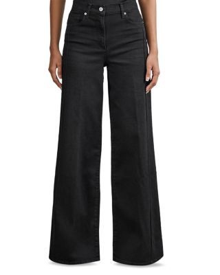 Reiss Heather High Rise Wide Leg Jeans in Black