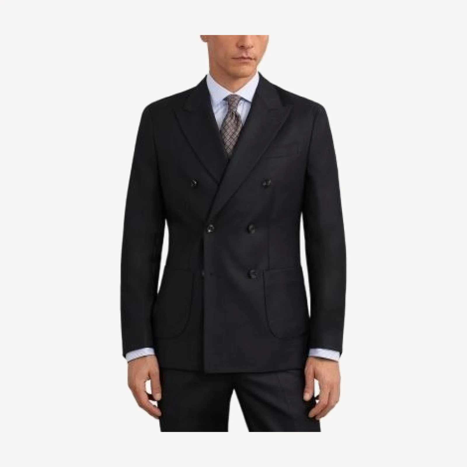 Reiss Muse Wool Tailored Fit Double Breasted Flannel Blazer