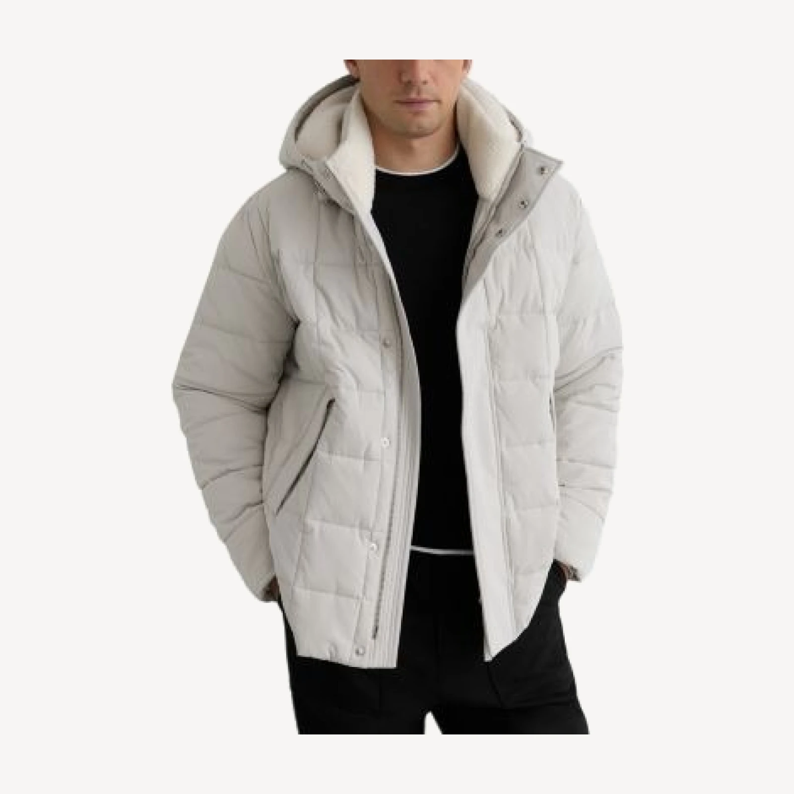 Reiss Klause Long Sleeve Borg Lined Quilted Puffer Jacket