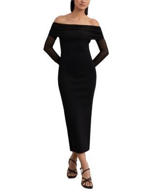 Reiss Angelica Sheer Sleeve Midi Dress