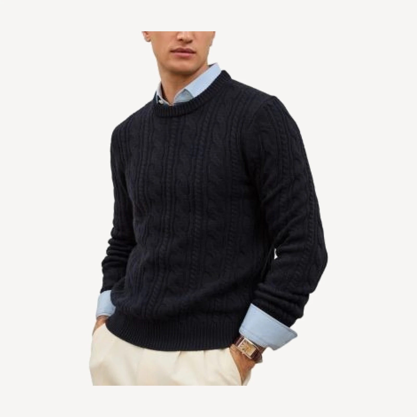 Reiss Men's Cashmere Crewneck Cable Sweater