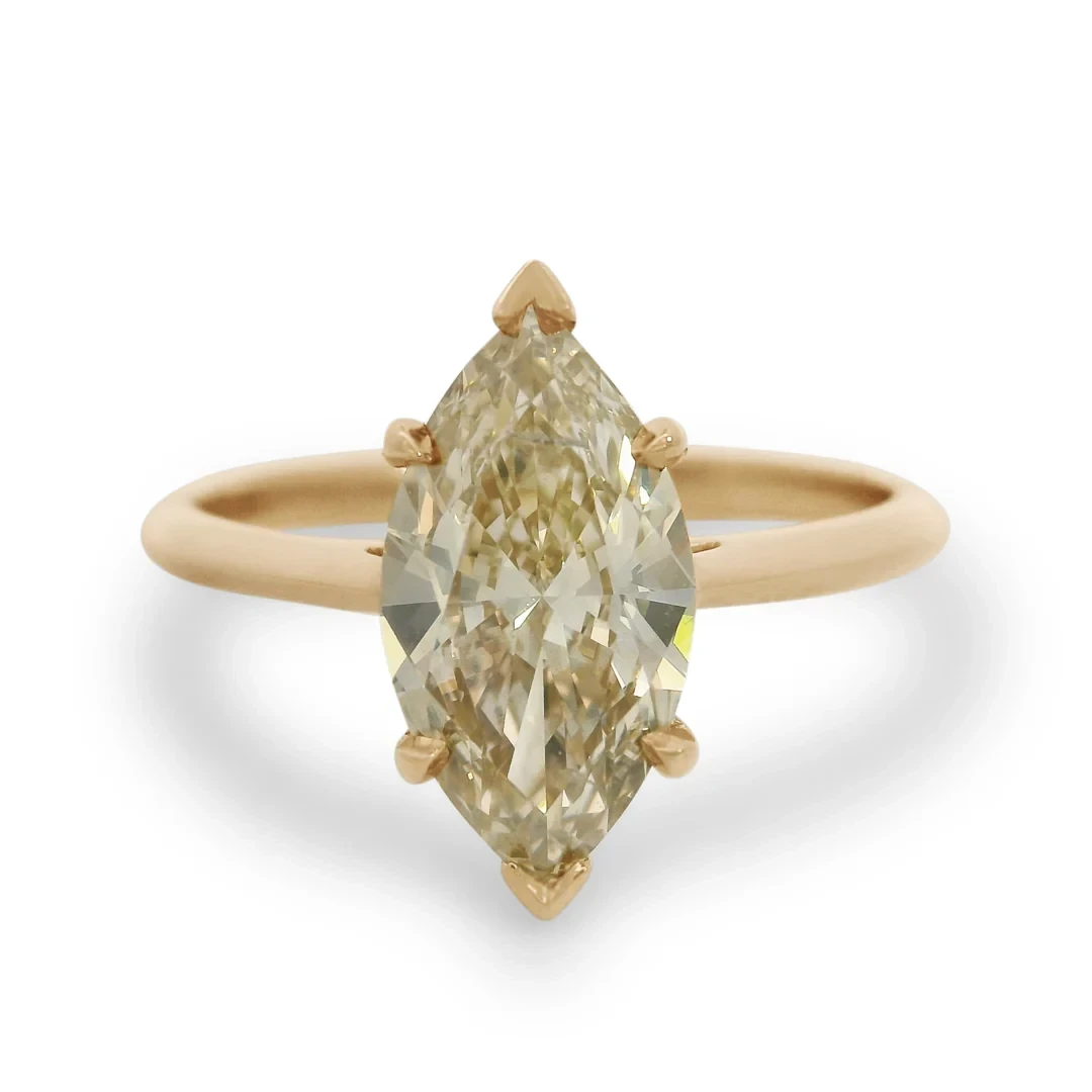 Bea Marquise Solitaire Ring - Yellow Gold & Champagne Diamond (1.50ct)
