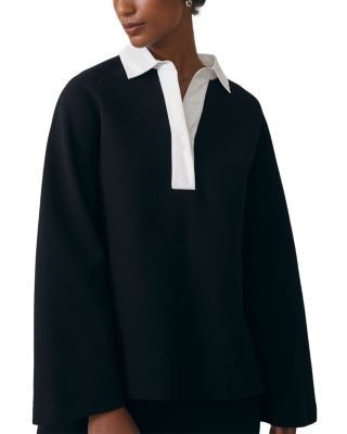 Reiss Gaia Open Collar Contrast Top