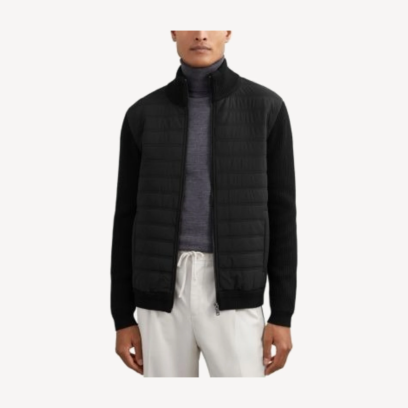 Reiss Townsend Long Sleeved Zip Through Funnel Quilted Jacket