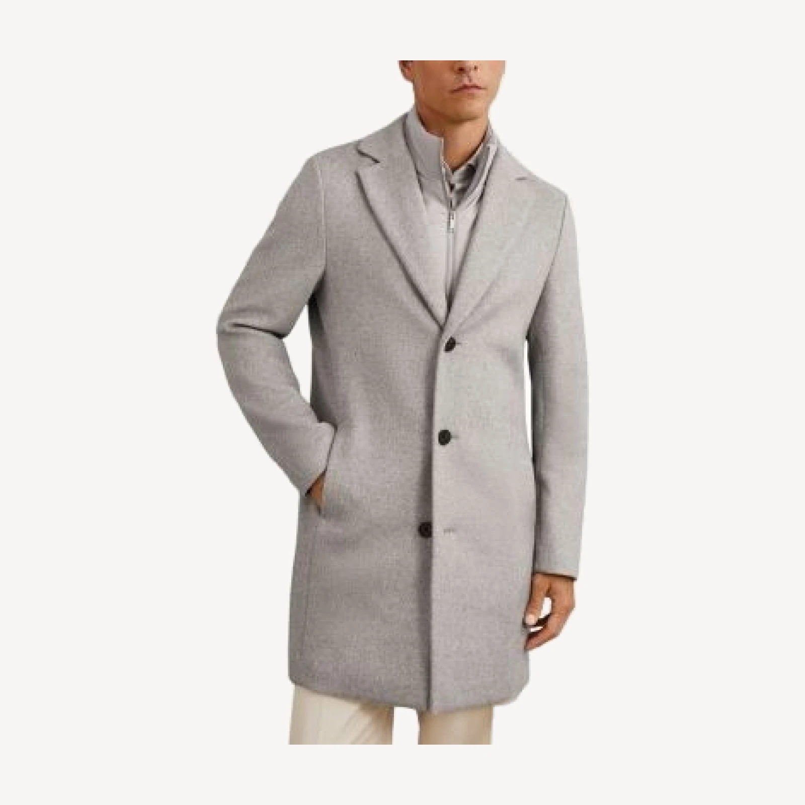 Reiss Gable Removable Gilet Single Breast Overcoat