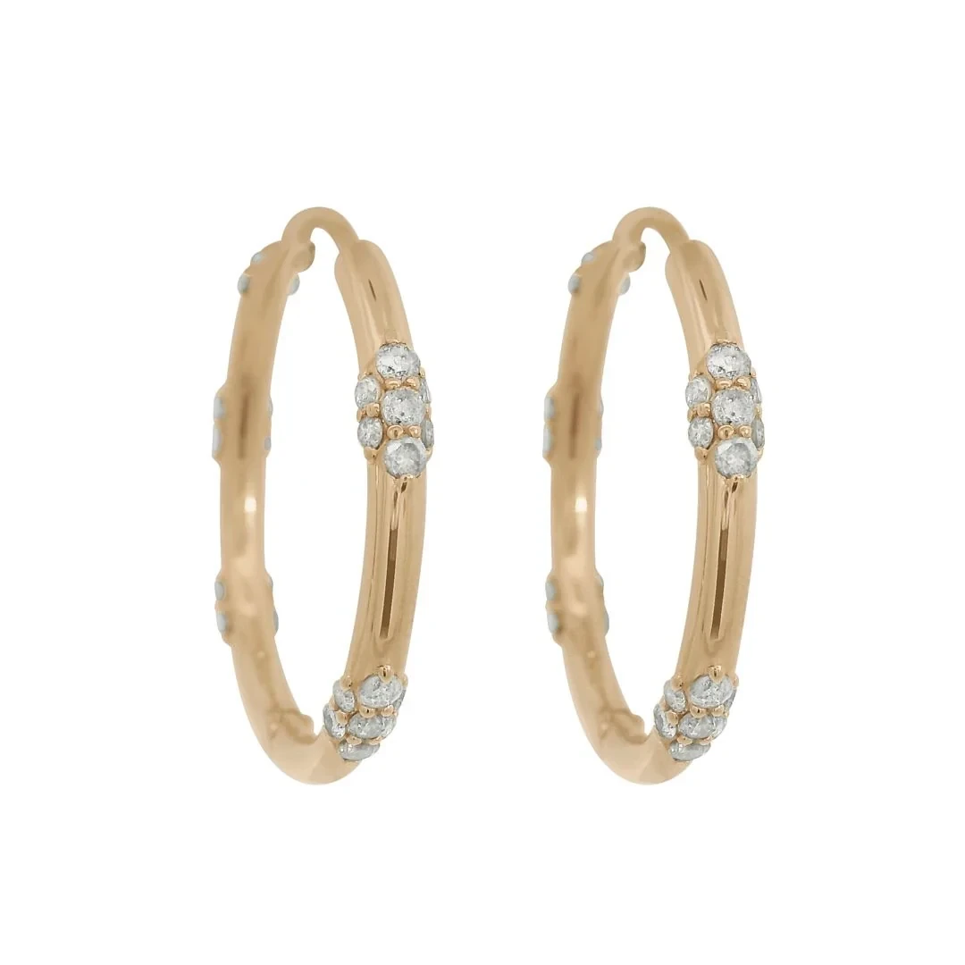 Celestine Five Cluster Hoops (PAIR) - Yellow Gold & Grey Diamonds