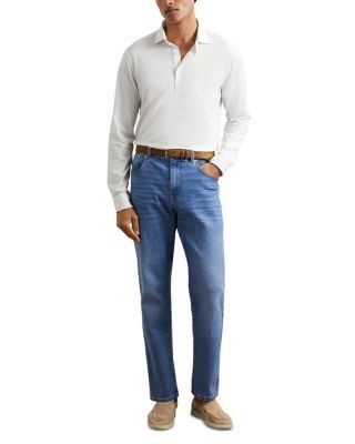Reiss Porofino Long Sleeved Jersey Half Button Polo Shirt