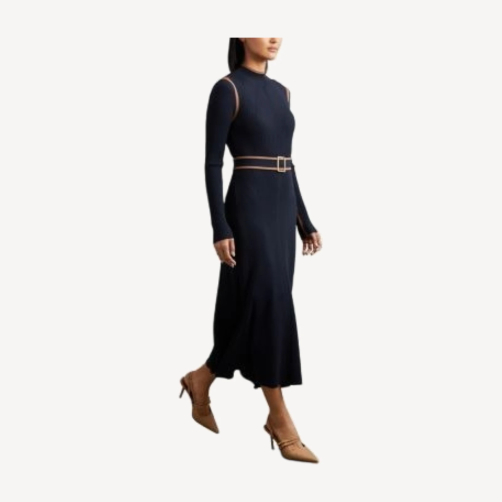 Reiss Ella Color Blocked Knitted Midi Dress