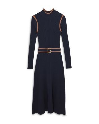 Reiss Ella Color Blocked Knitted Midi Dress