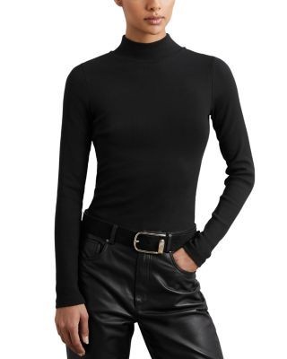 Reiss Polly Ribbed Funnel Neck Top