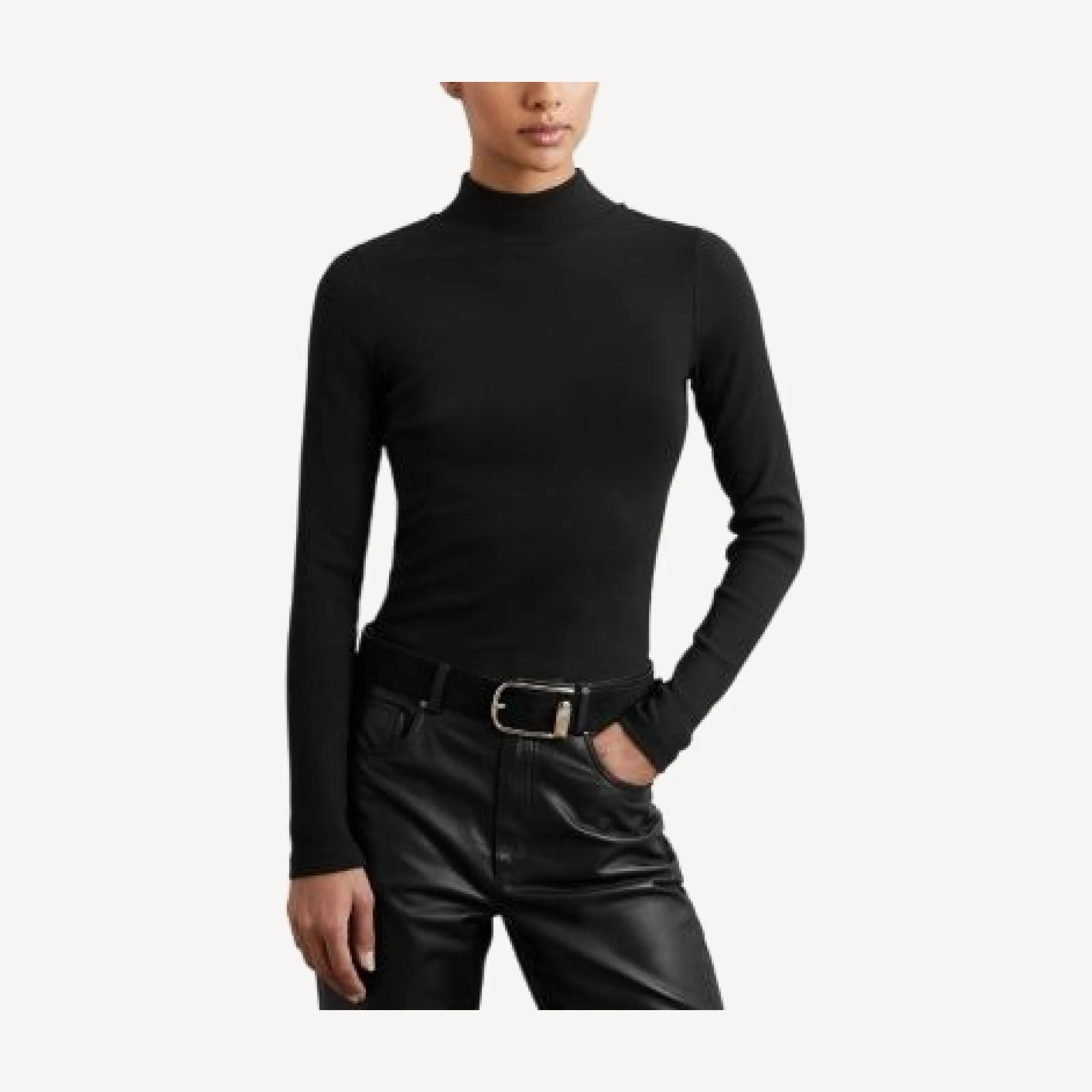 Reiss Polly Ribbed Funnel Neck Top