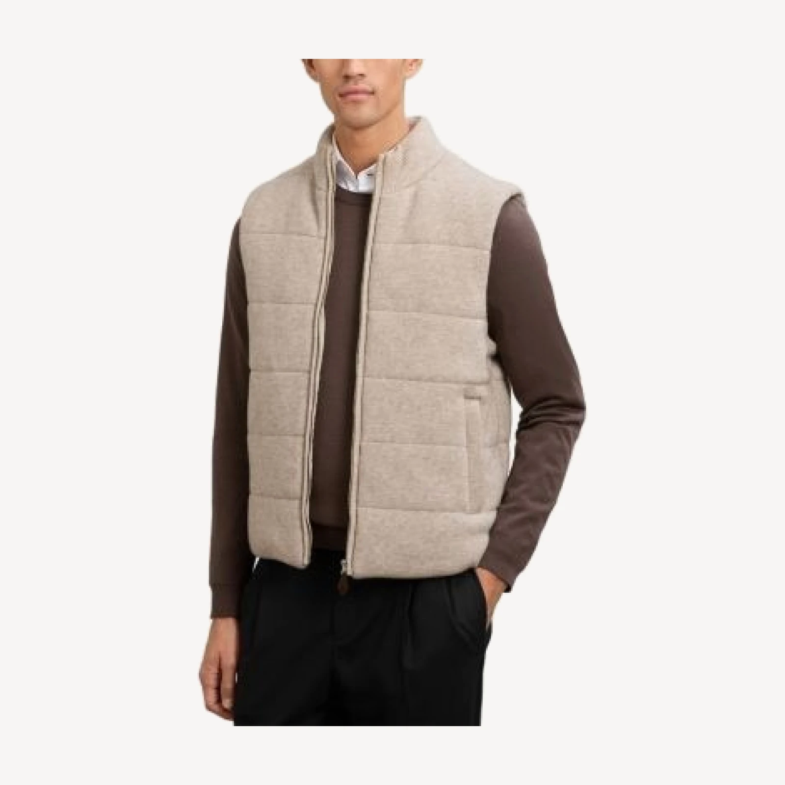 Reiss Otley Sleeveless Zip Through Ribbed Gilet Vest