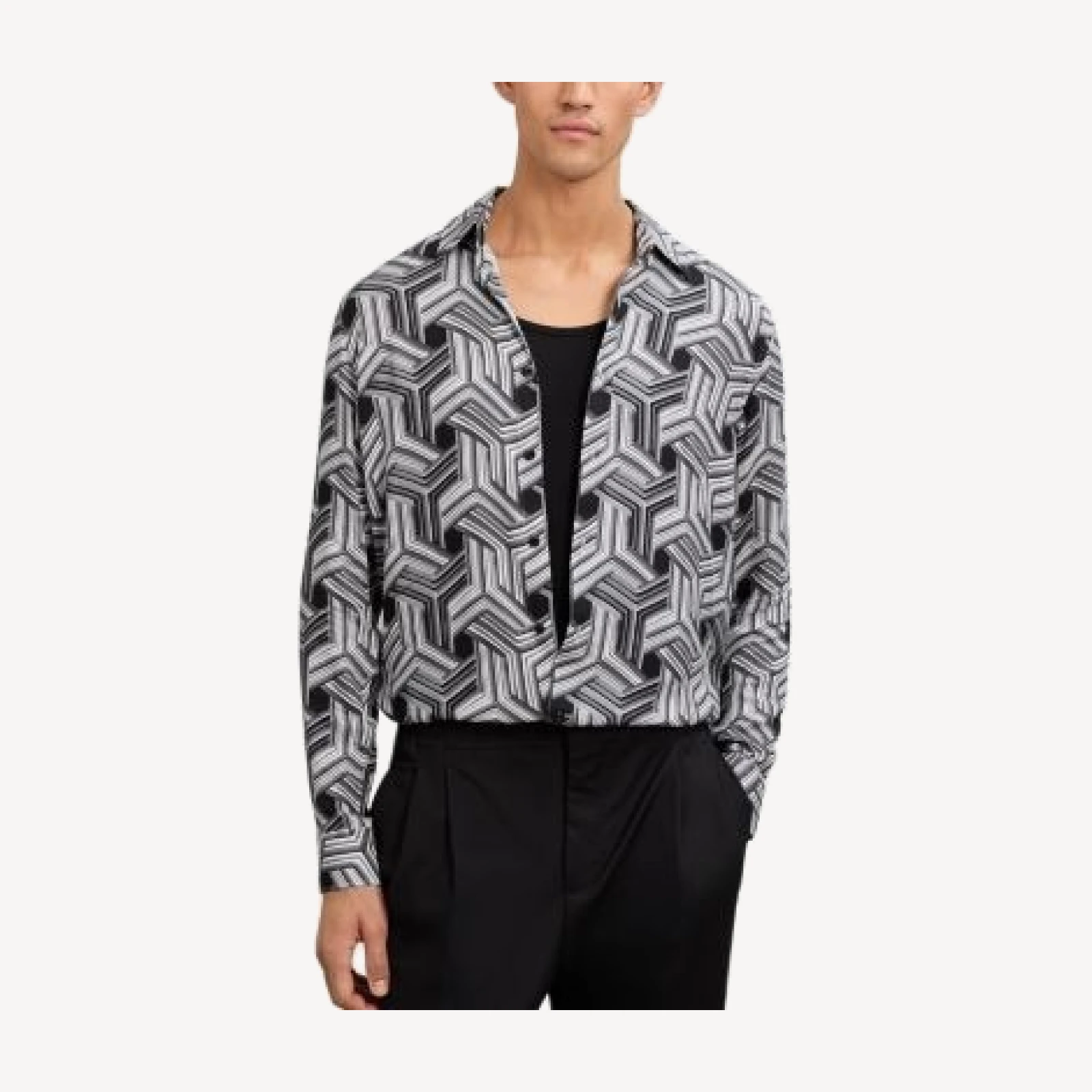 Reiss Conduit Long Sleeve Abstract Stripe Printed Shirt