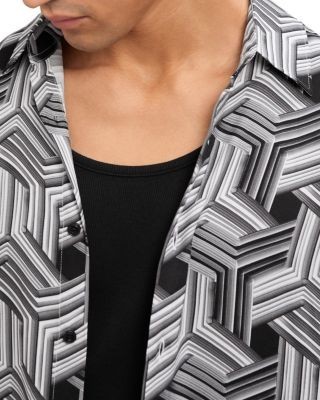 Reiss Conduit Long Sleeve Abstract Stripe Printed Shirt