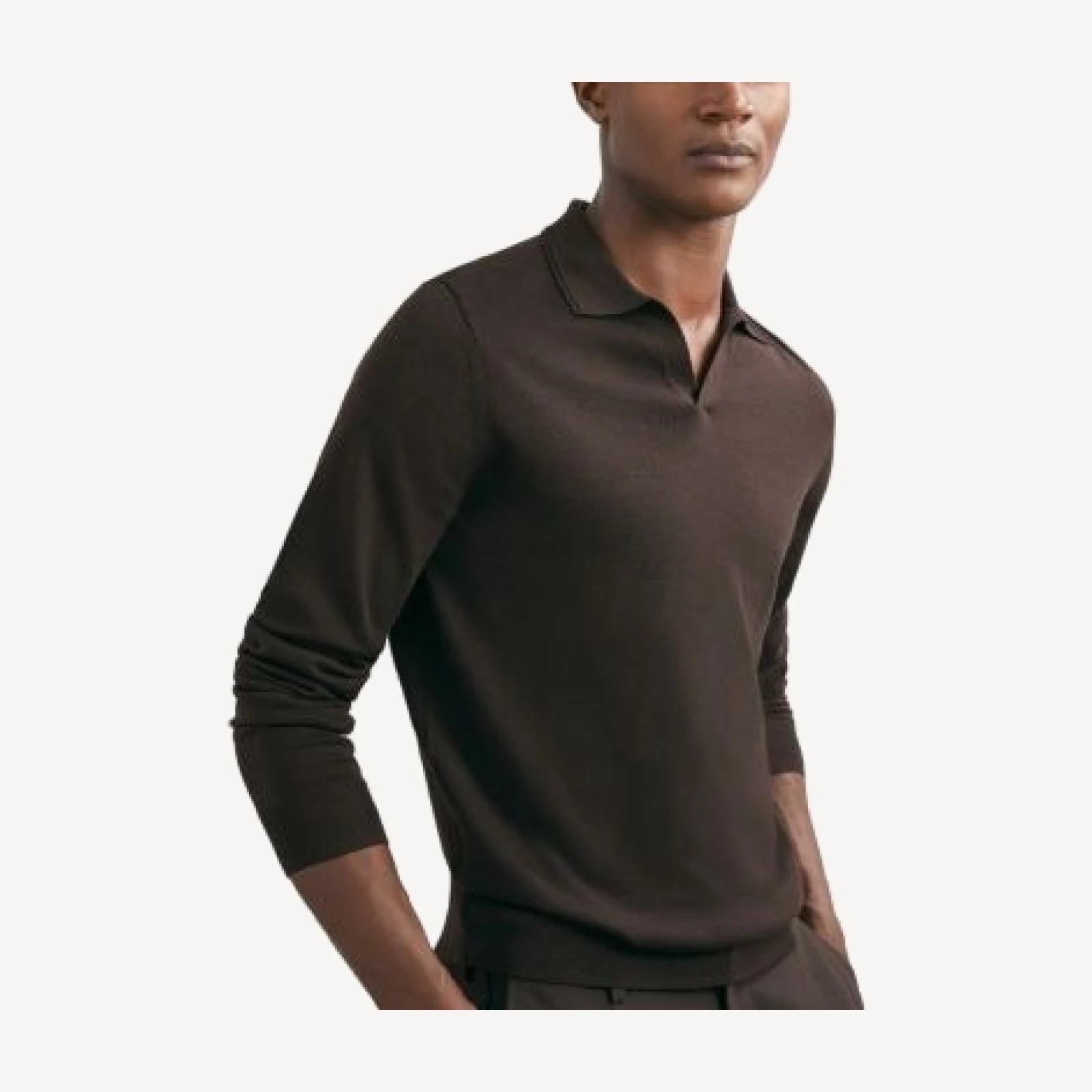 Reiss Milburn Merino Wool Long Sleeve Polo Shirt