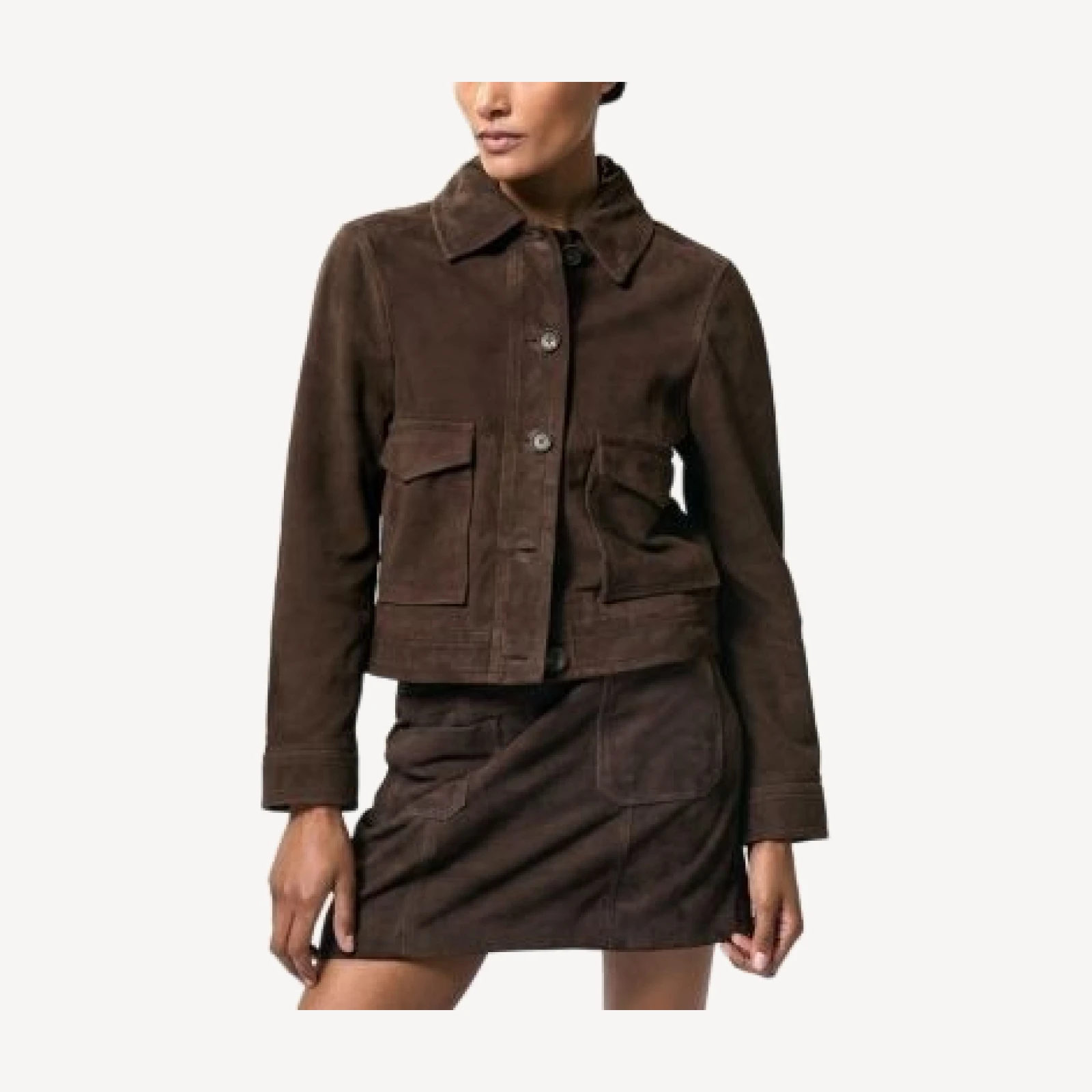 Reiss Petite Suede Trucker Jacket