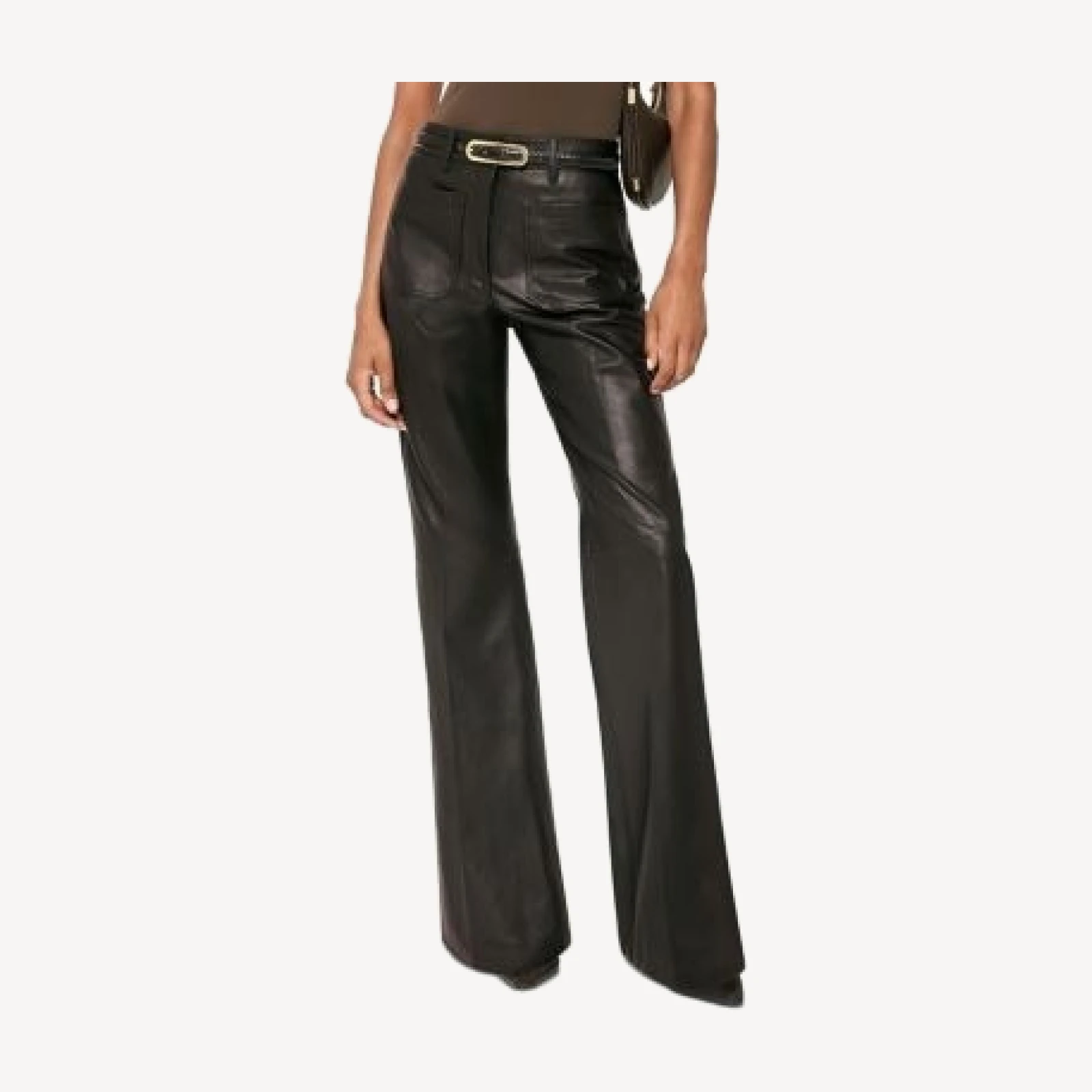 Reiss Priya Leather Flare Trousers