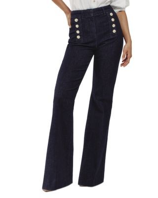 Reiss Athena High Rise Flare Leg Jeans In Dark Blue