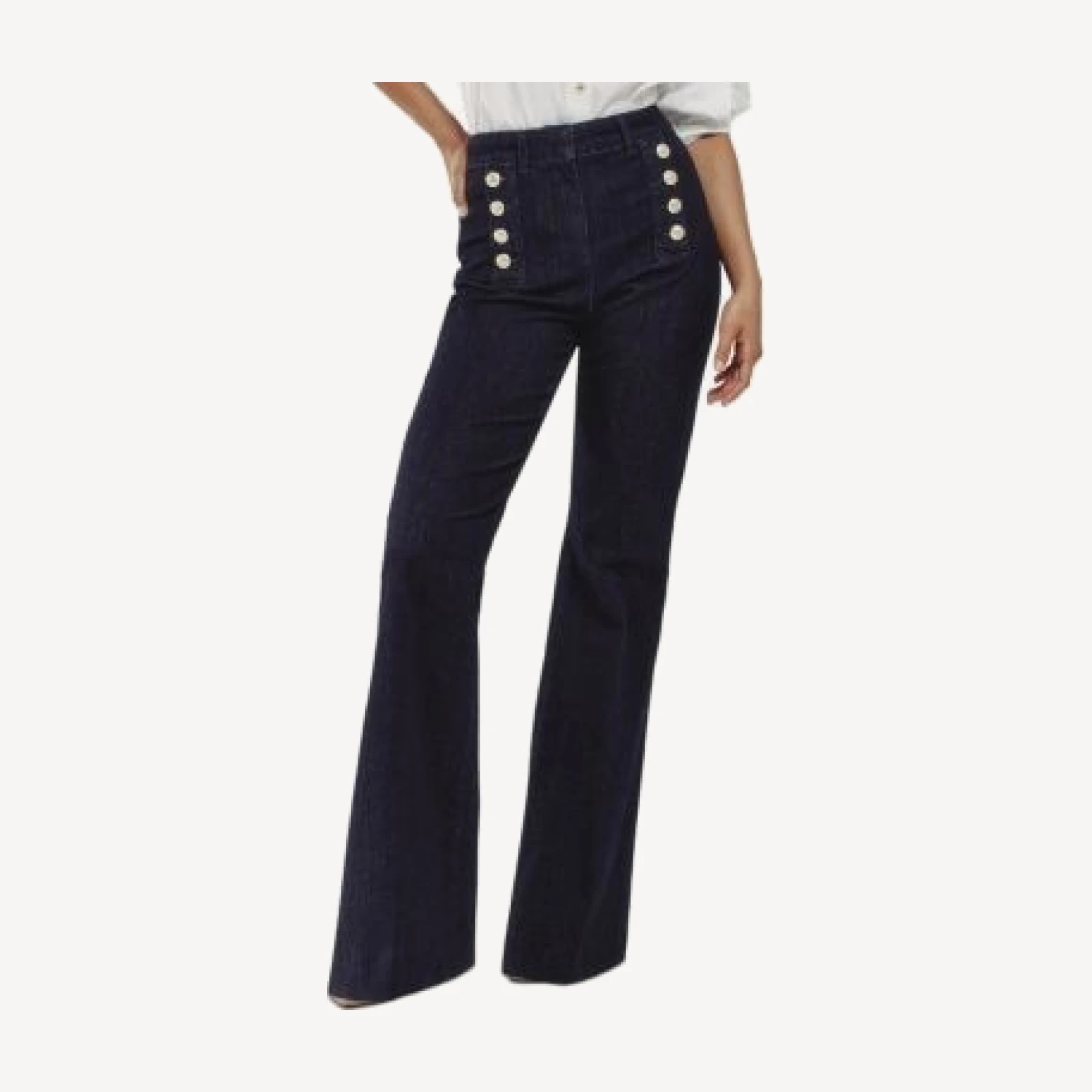 Reiss Athena High Rise Flare Leg Jeans In Dark Blue