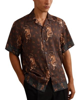Reiss Empire Short Sleeve Printed Cuban Shirt
