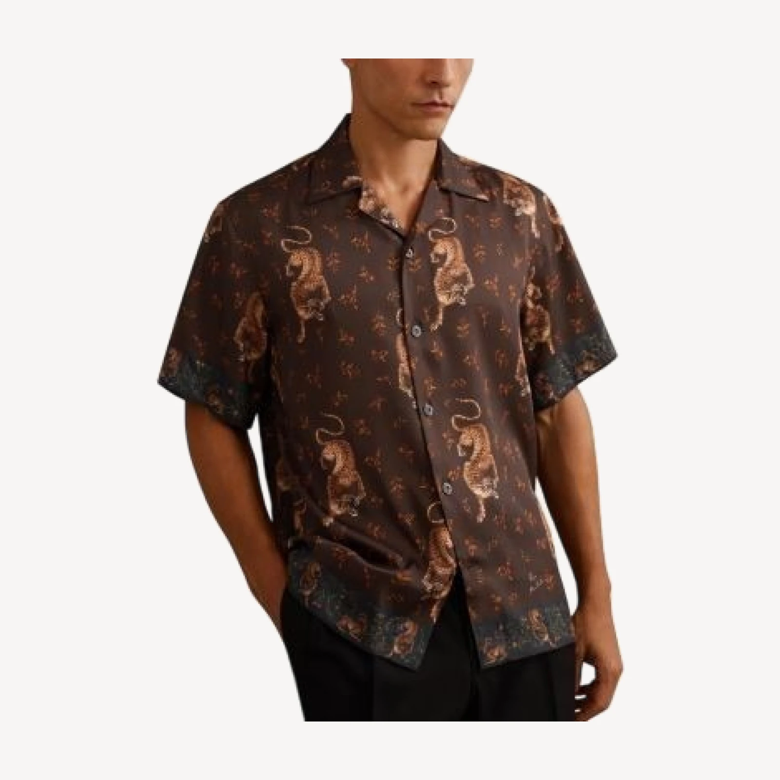 Reiss Empire Short Sleeve Printed Cuban Shirt