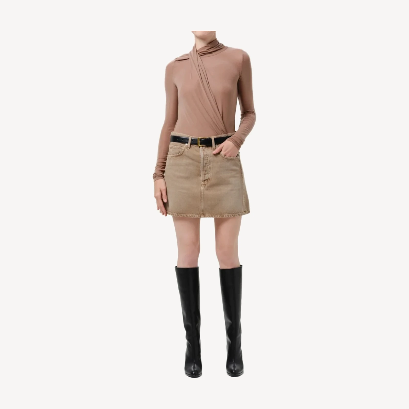 Ramona Mini Skirt in Tan