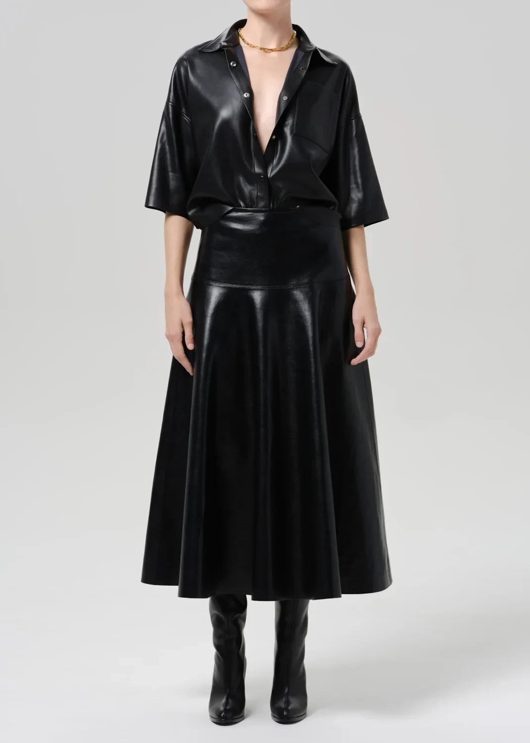 Vita Recycled Leather Maxi Skirt in Black
