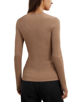 Reiss Lara Crochet Stitch V Neck Sweater