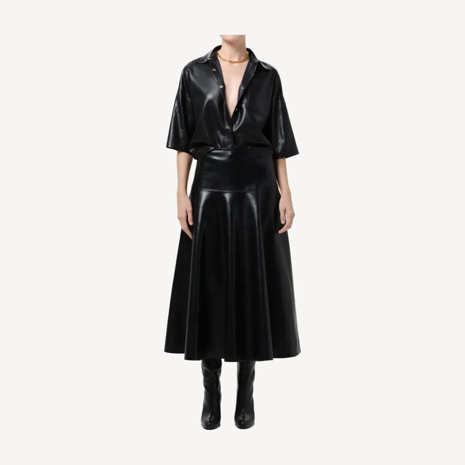 Vita Recycled Leather Maxi Skirt in Black