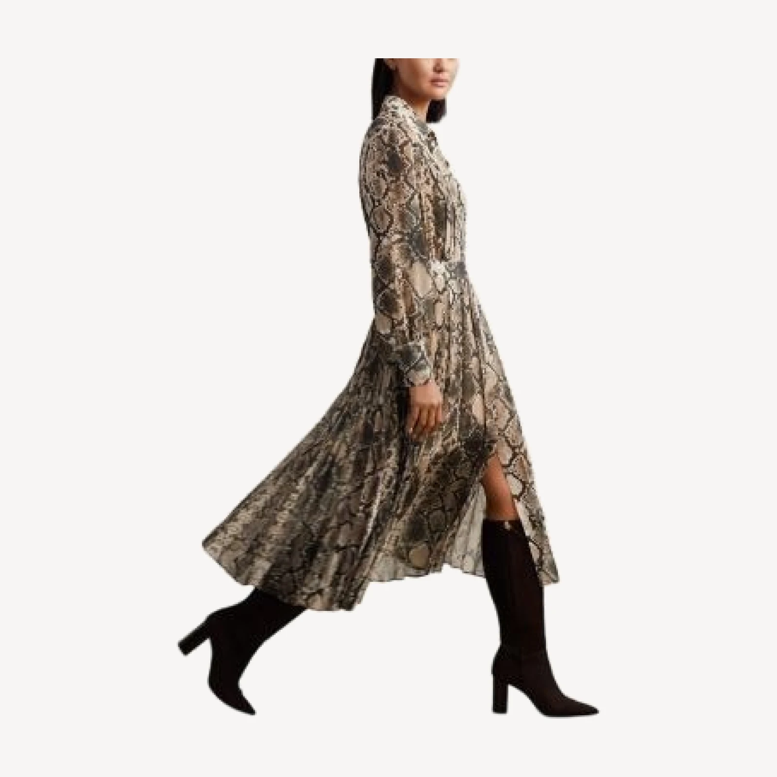 Reiss Annika Snake Print Midi Dress