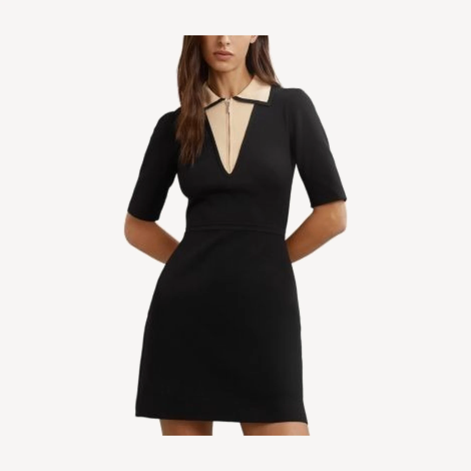 Reiss Sophie Contrast Collar Knitted Mini Dress
