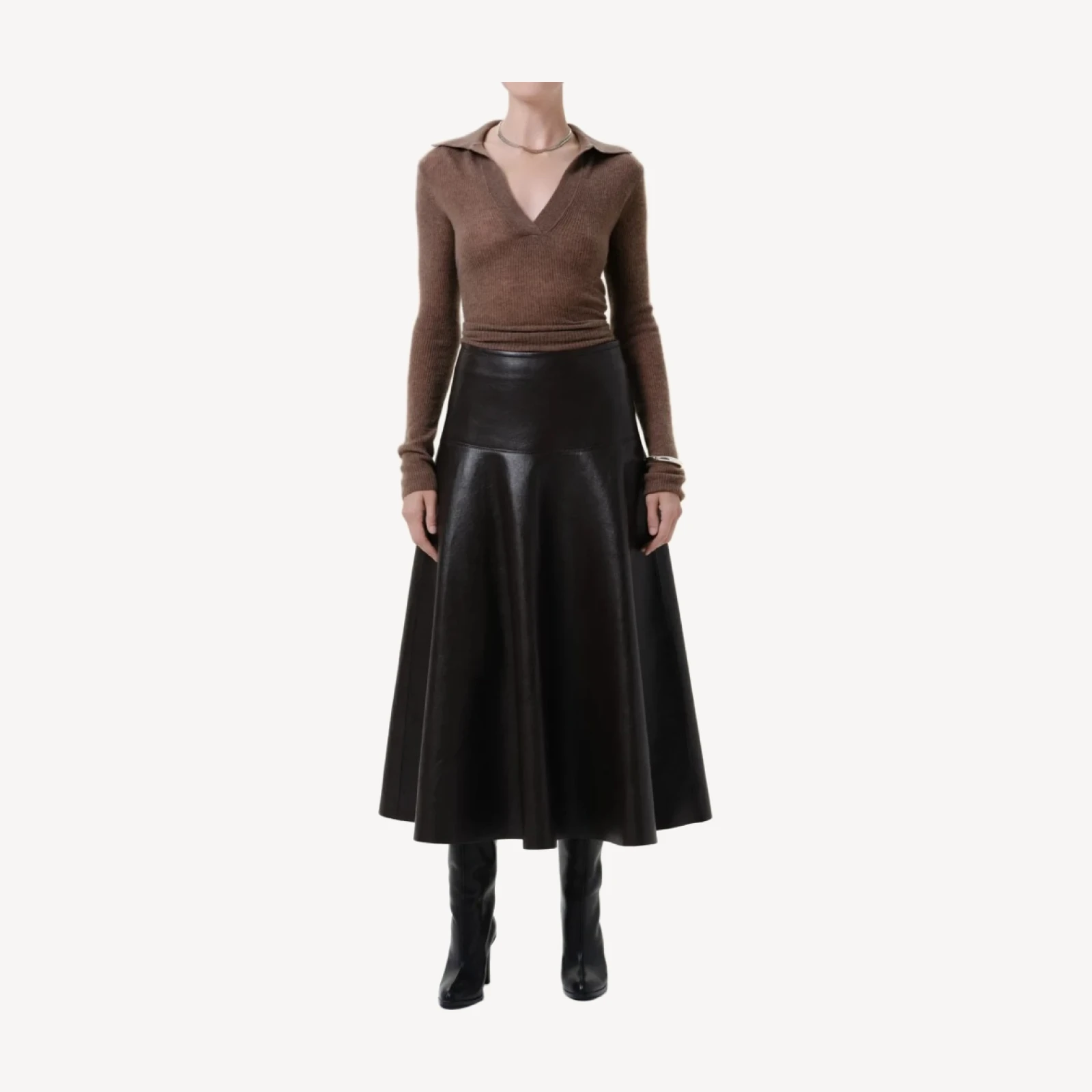 Vita Recycled Leather Maxi Skirt in Chocolate