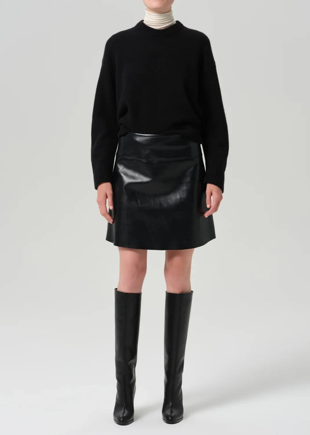 Soraya Recycled Leather Skirt in Black