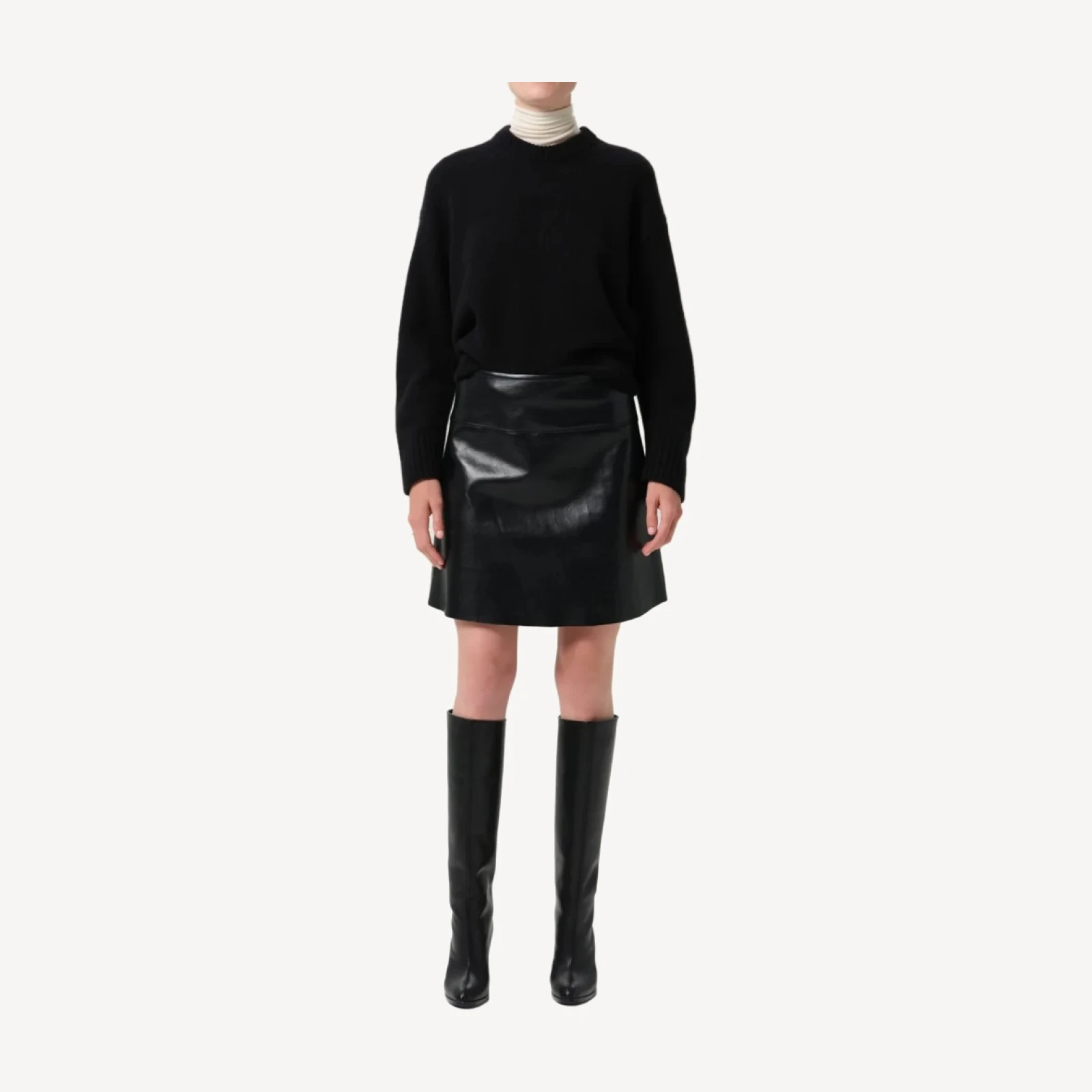 Soraya Recycled Leather Skirt in Black